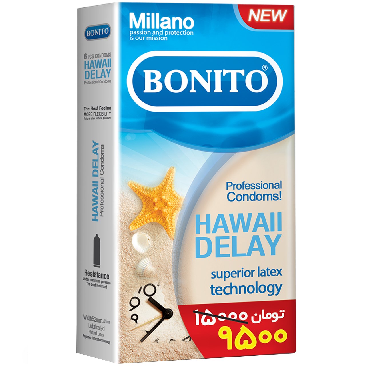 کاندوم بونیتو مدل Hawaii Delay بسته 6 عددی
