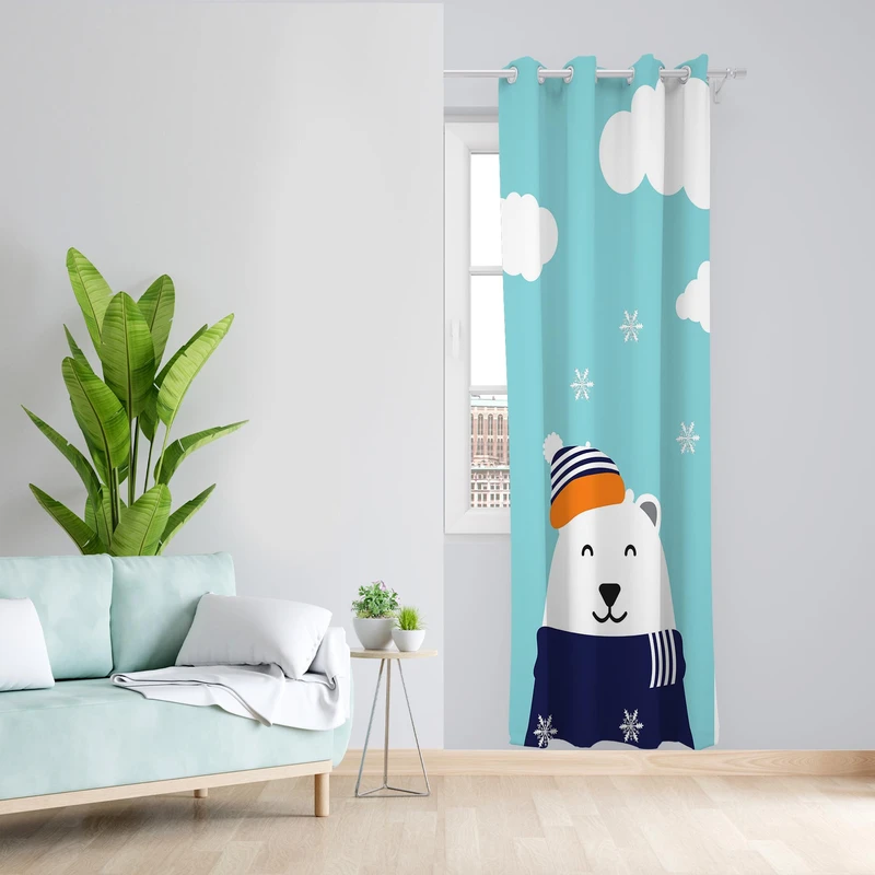 پرده طرح خرس مدل مخمل پانچی کد 1358 z سایز 140x200 سانتی متر