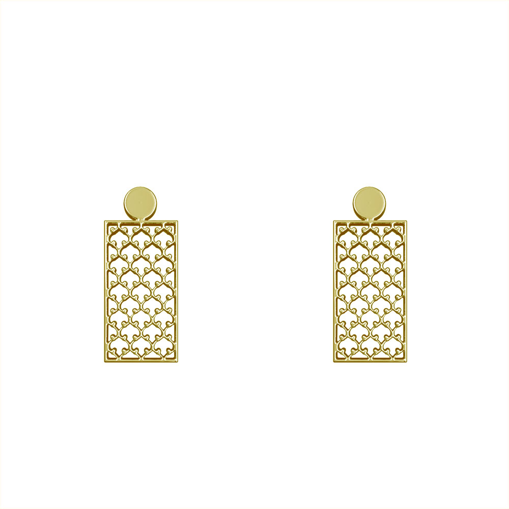 گوشواره طلا 18 عیار زنانه مدوپد مدل مستطیل کد GA1-10510