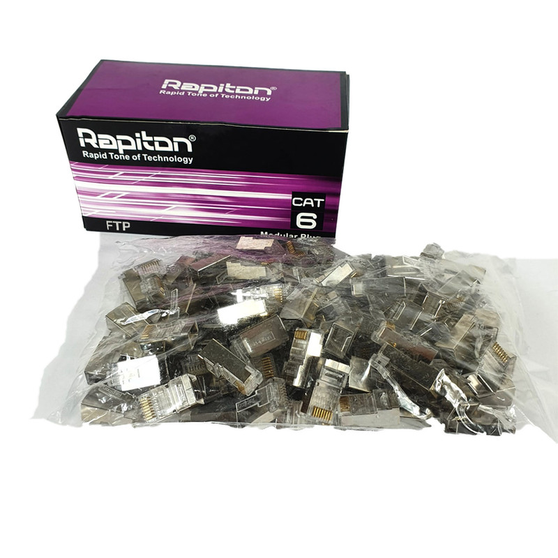 سوکت میان گذرشبکه رپیتون مدل cat6-ftp بسته 100عددی