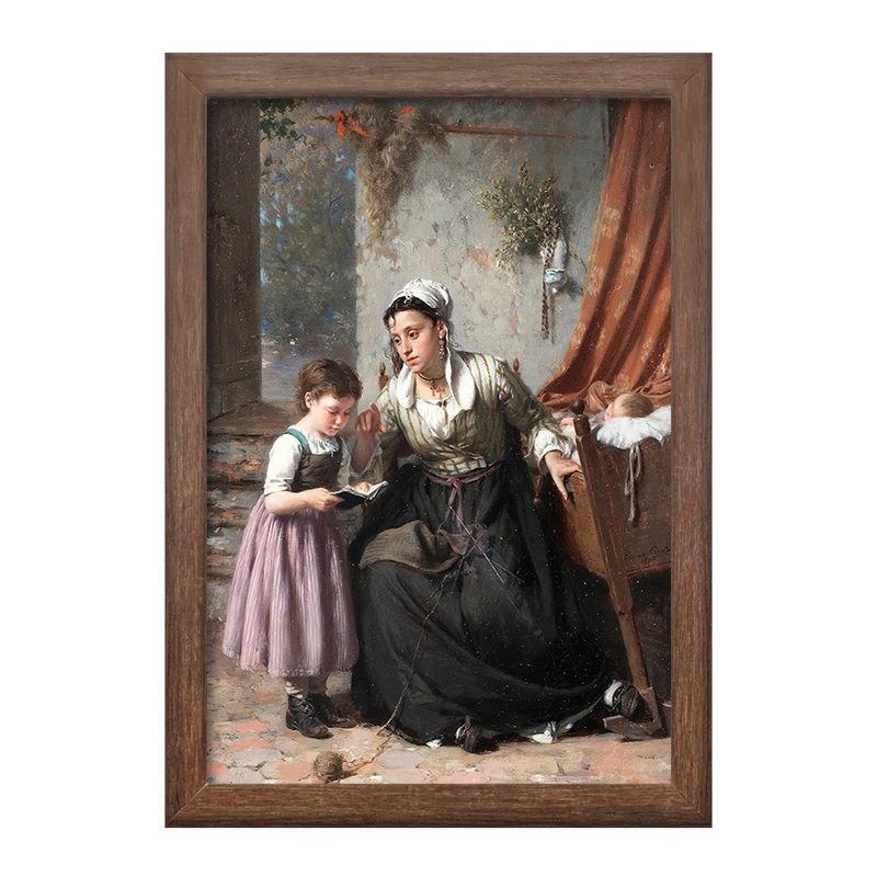 تابلو خندالو طرح نقاشی درس خواندن اثر پیر ژان ادموند کستان کد F12366