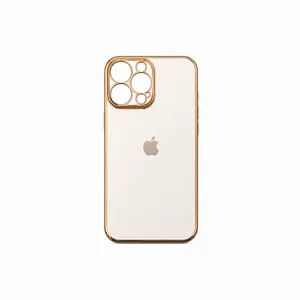cover iphone 13 pro max white with golden edge model 0022