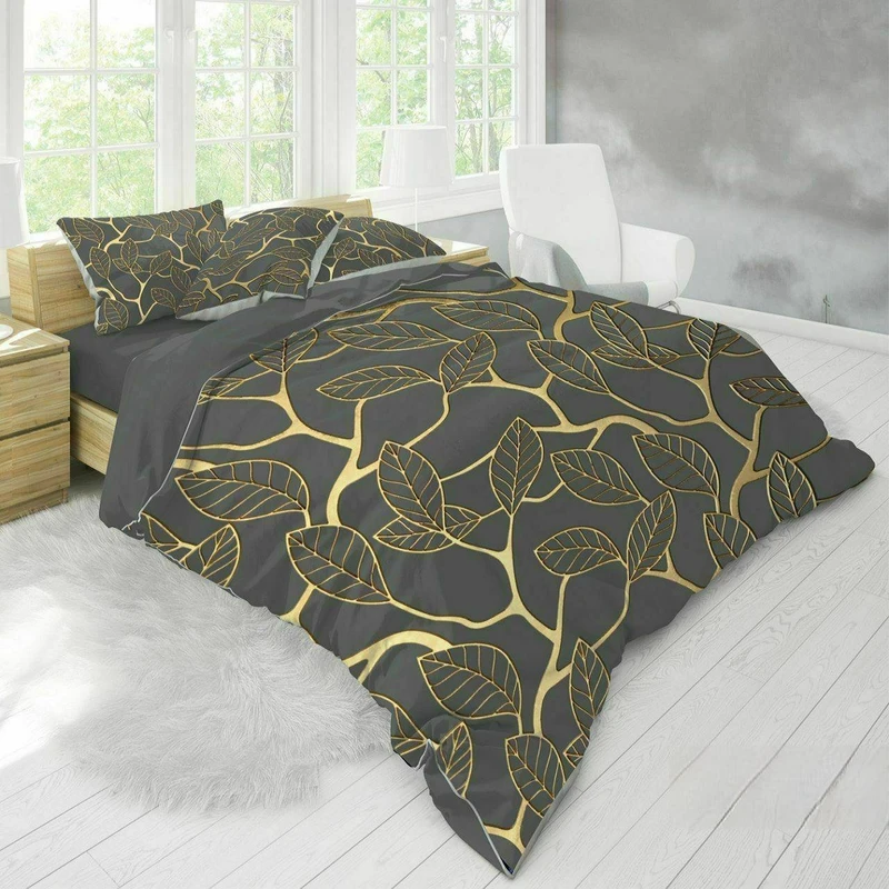 سرویس روتختی طرح سه بعدی مدل برگ طلایی دو نفره 6 تکه