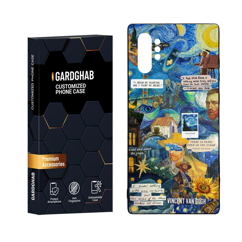 کاور گارد قاب مدل دور ژله ای پشت گلس هنری مناسب برای گوشی موبایل سامسونگ Galaxy Note 10 Plus