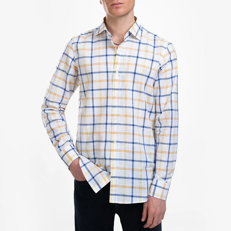 پیراهن آستین بلند یقه کراواتی مردانه ام کی مدل 1821