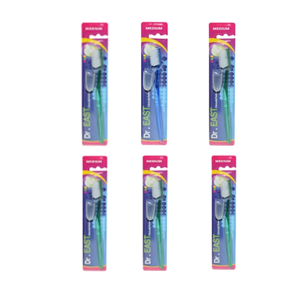 مسواک دکتر ایست مدل classic با برس متوسط مجموعه 6 عددی