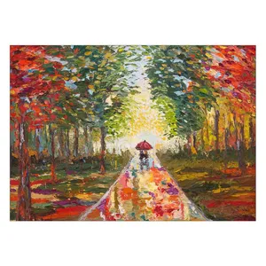 Wensoni Lovers Walking in The Rain Painting Chassis Size 50 x 70 Cm