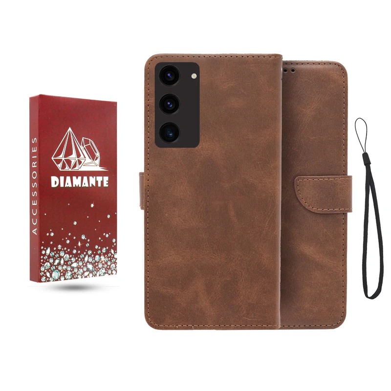 کیف کلاسوری دیامانته مدل جاکارتی بنددار مناسب برای گوشی موبایل سامسونگ Galaxy S21 به همراه بند آویز