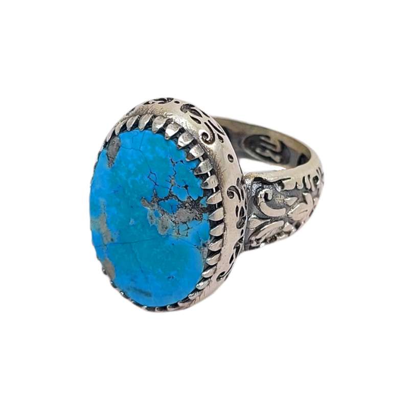 انگشتر نقره مردانه مدل فیروزه کرمان