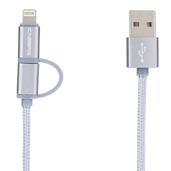 کابل تبدیل USB به لایتنینگ/MicroUSB کابریکس طول 2 متر کابل تبدیل USB به لایتنینگ/MicroUSB کابریکس طول 2 متر