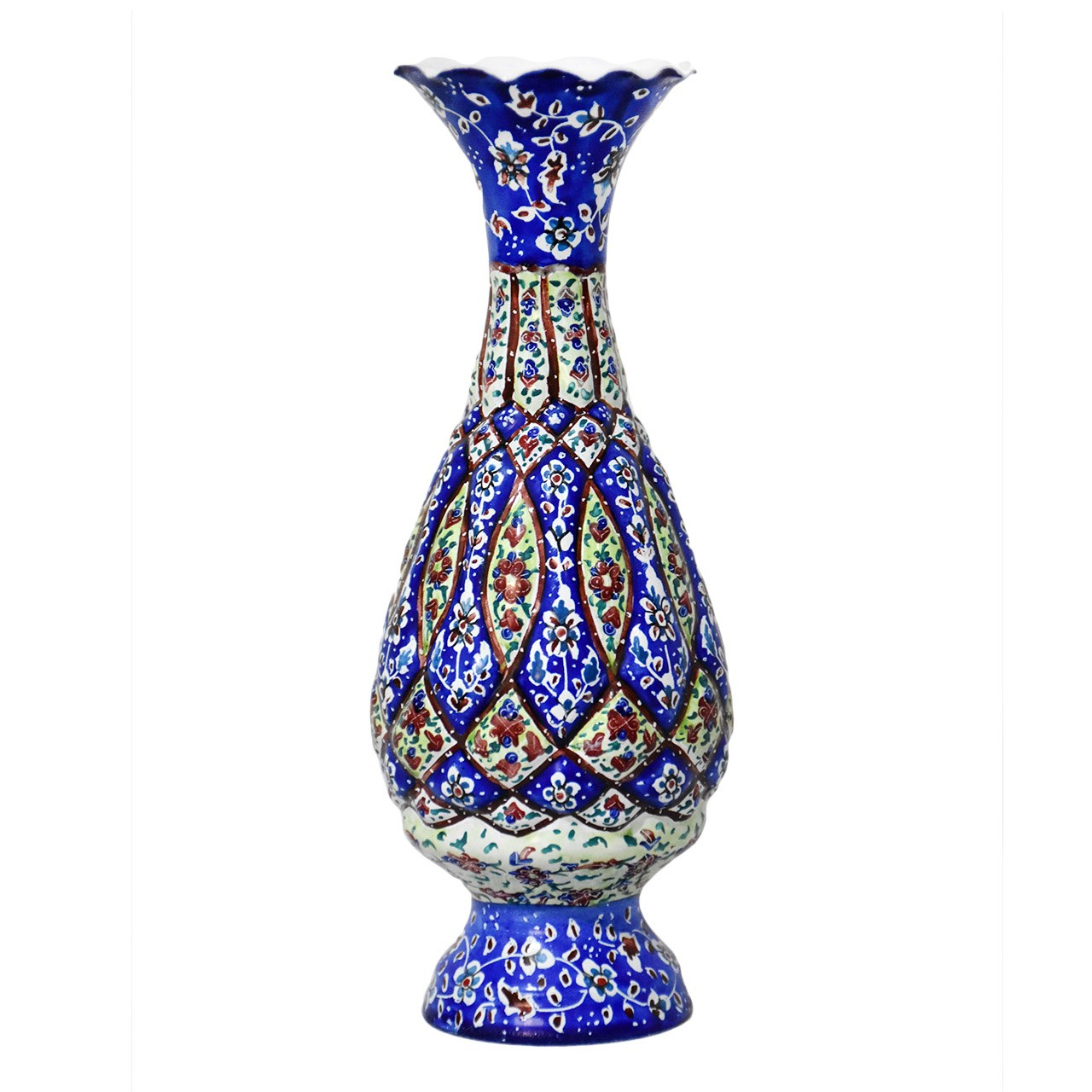 گلدان مسی میناکاری شده سی دا طرح خطایی کد MI03011