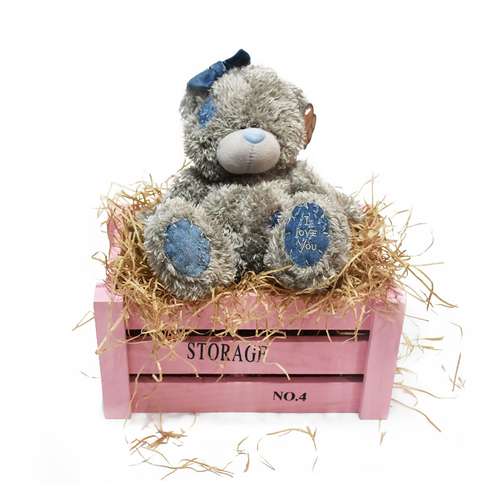 ست کادویی هیدی طرح خرس طوسی متیو دختر مدل PS19 به همراه جعبه چوبی