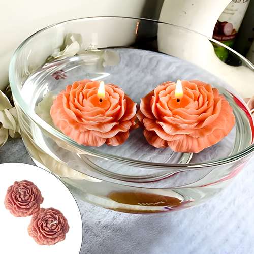 شمع شناور مدل گل آلاله مجموعه دو عددی 