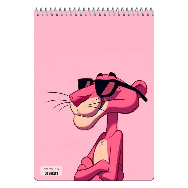 دفتر نقاشی 50 برگ سیمی کارنیکا طرح پلنگ صورتی pink panther کد 45608