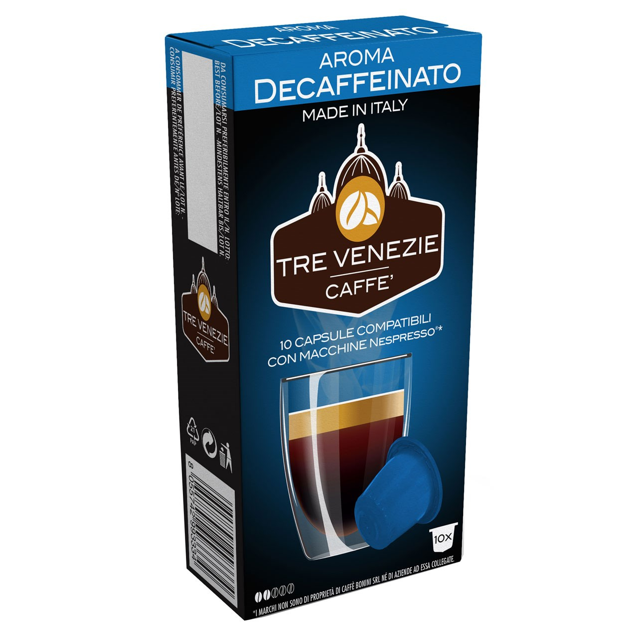 کپسول قهوه تِرِونیز مدل Decaffeinato بسته 10 عددی