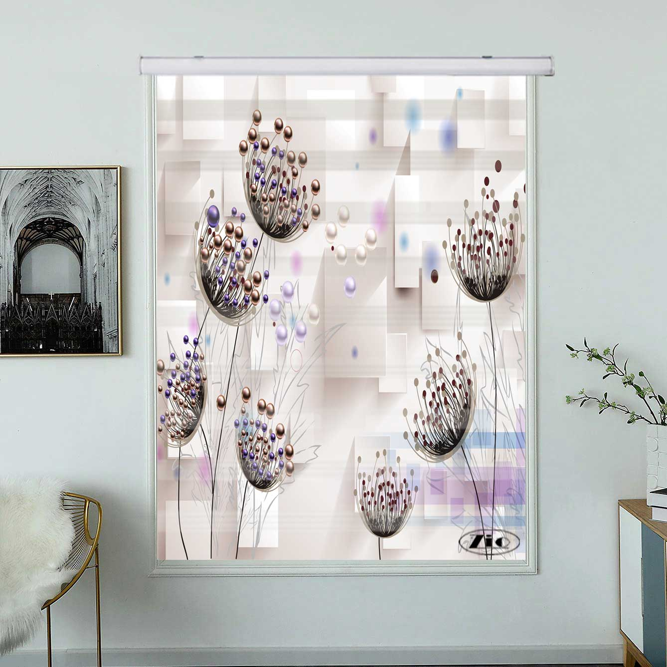 پرده زبرا زیو کد 3D1382 سایز 150x150 سانتی متر