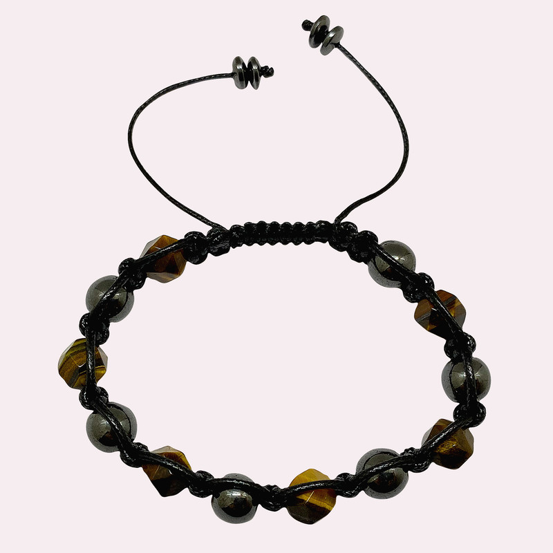 دستبند زنانه مدل بافت سنگ چشم ببر و حدید دستبند زنانه مدل بافت سنگ چشم ببر و حدید