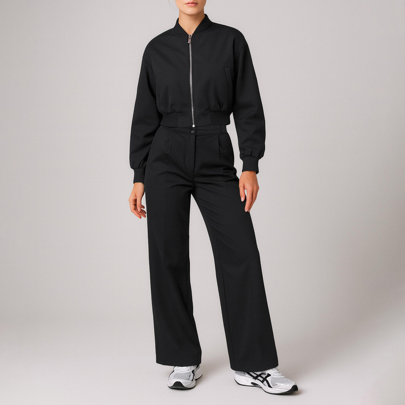 ست سویشرت و شلوار زنانه مدل کتان کد RAMESH00777