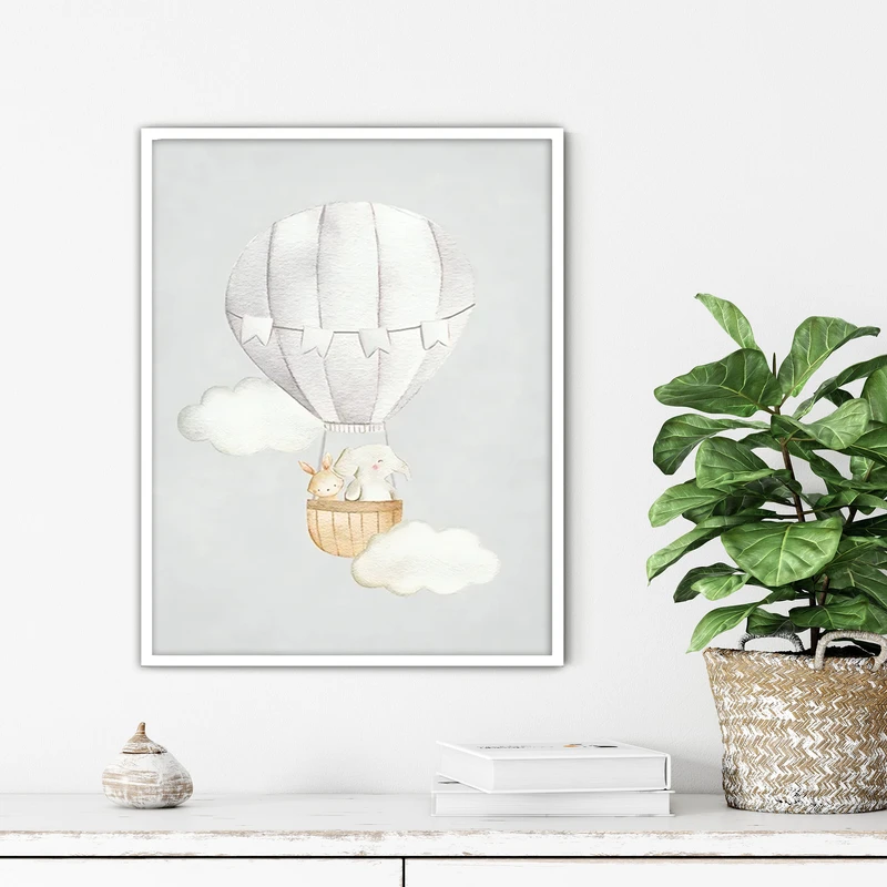 تابلو آتریسا طرح خرگوش و فیل مدرن مدل ATFKW75 فریم سفید