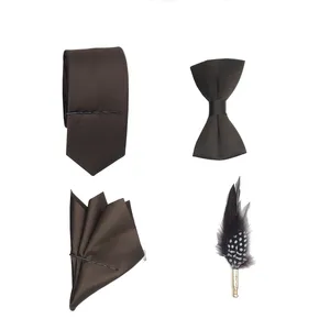 ست کراوات پاپیون دستمال جیب و گل کت مدل KPDG-1004