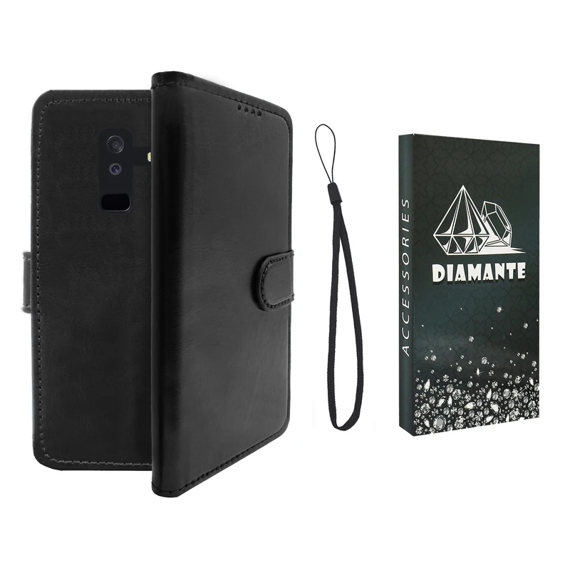 کیف کلاسوری دیامانته مدل Kiif_1 BK مناسب برای گوشی موبایل سامسونگ Galaxy J8 2018 به همراه بند آویز