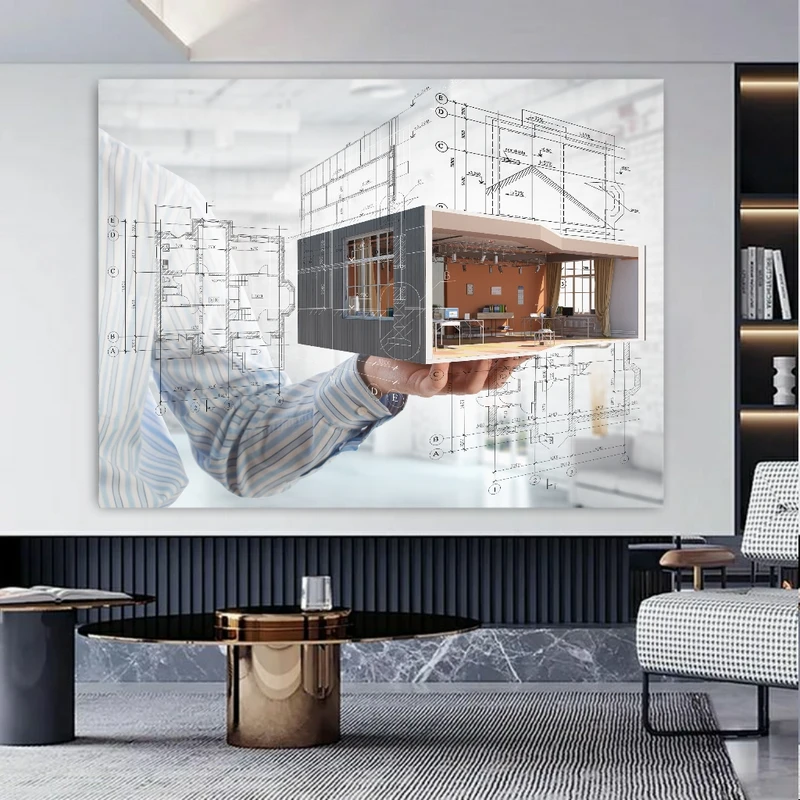 تابلو بوم طرح مخمل معماری مدل طراحی دیجیتال کد GR1346