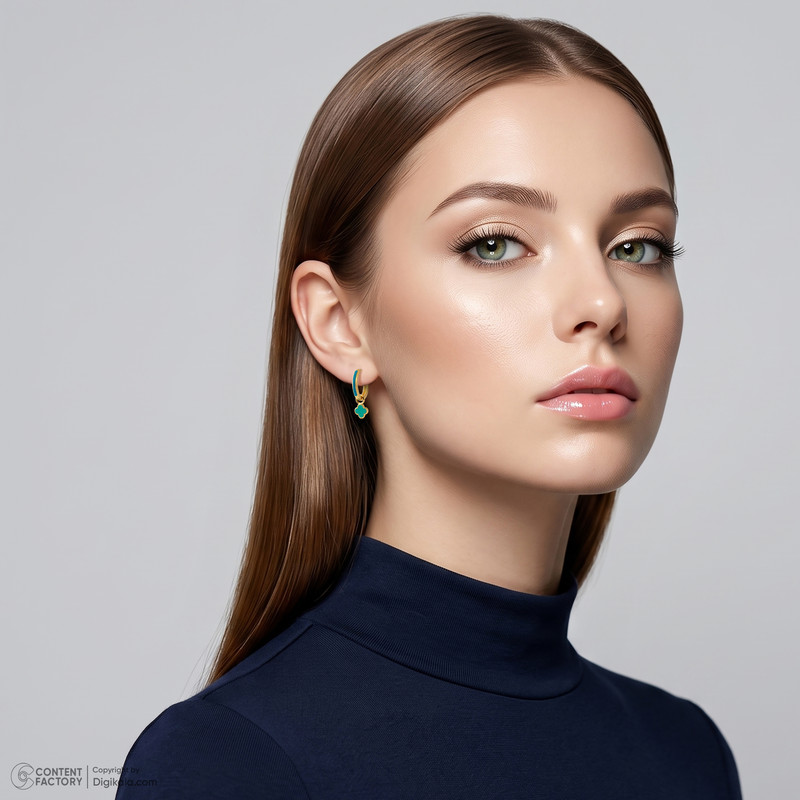 گوشواره حلقه‌ای طلا 18 عیار زنانه با طرح ونکلیف آرپلز گلدم مدل E253001 - 2