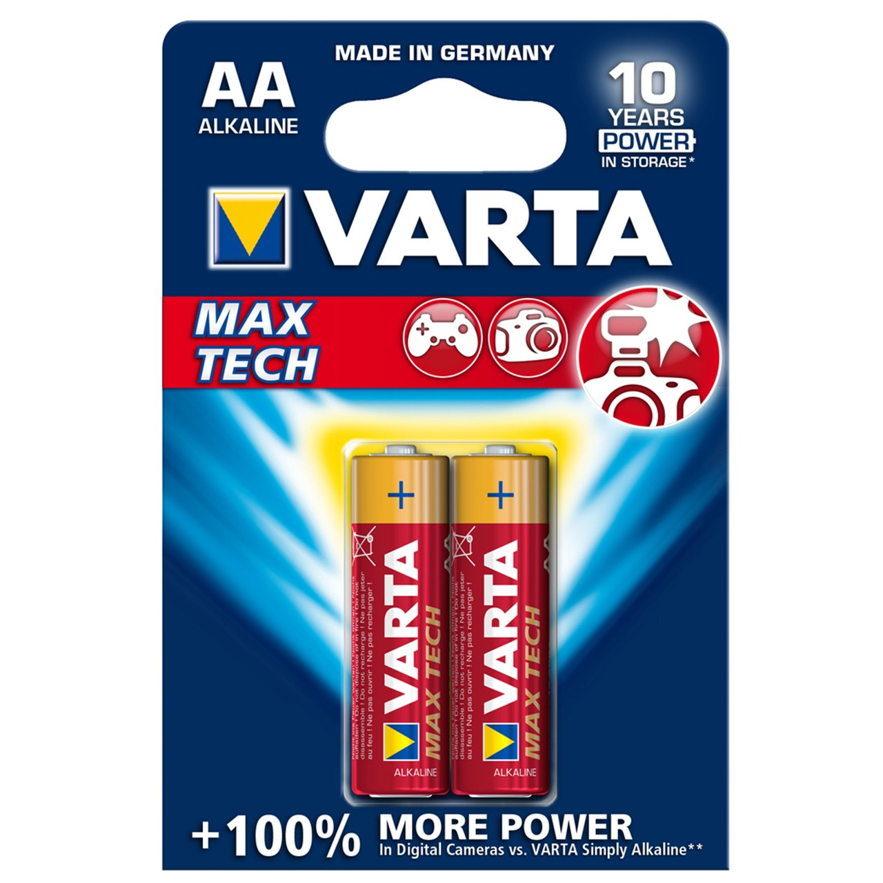 باتری قلمی وارتا مدل MAX TECH ALKALINE LR6-AA بسته 2 عددی