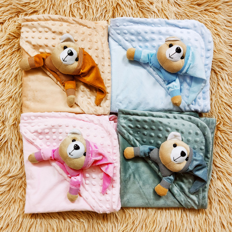 پتوی نوزاد مدل خرس کلاه دار کد 3 سایز 77×80 سانتی متر