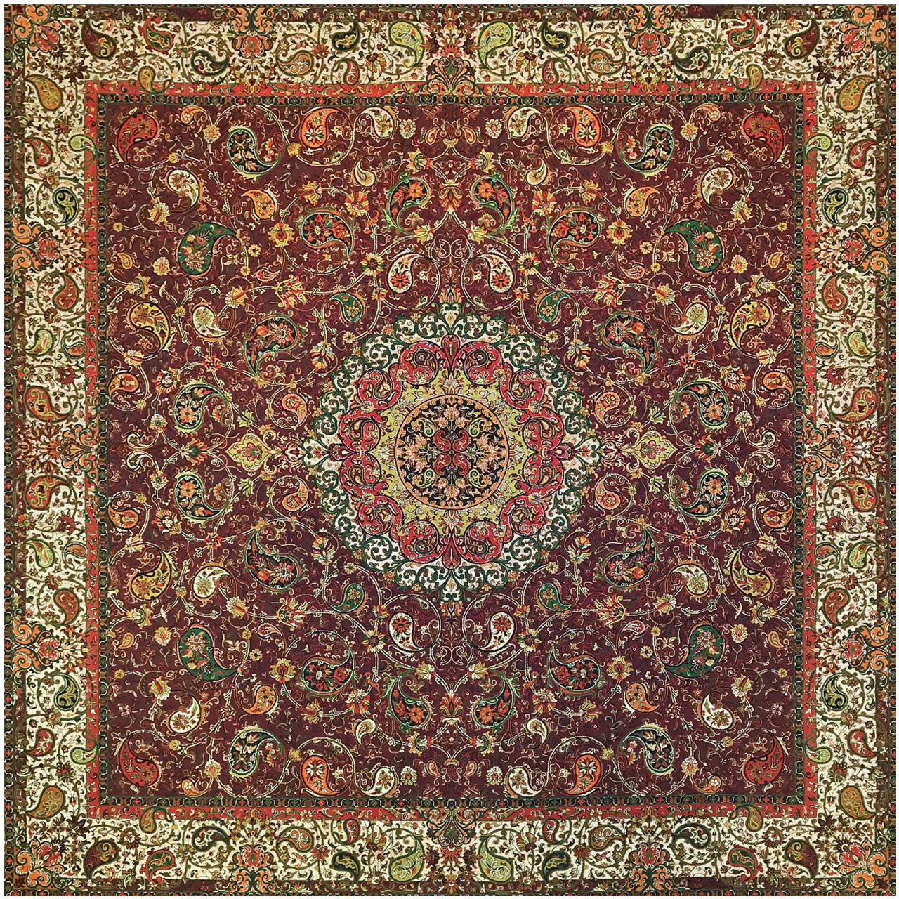 رومیزی ترمه ابریشمی خانه ترمه ایران طرح شقایق کد 6940
