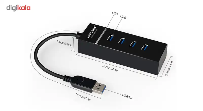هاب USB 3.0 چهار پورت ویولینک مدل WL-UH30413
