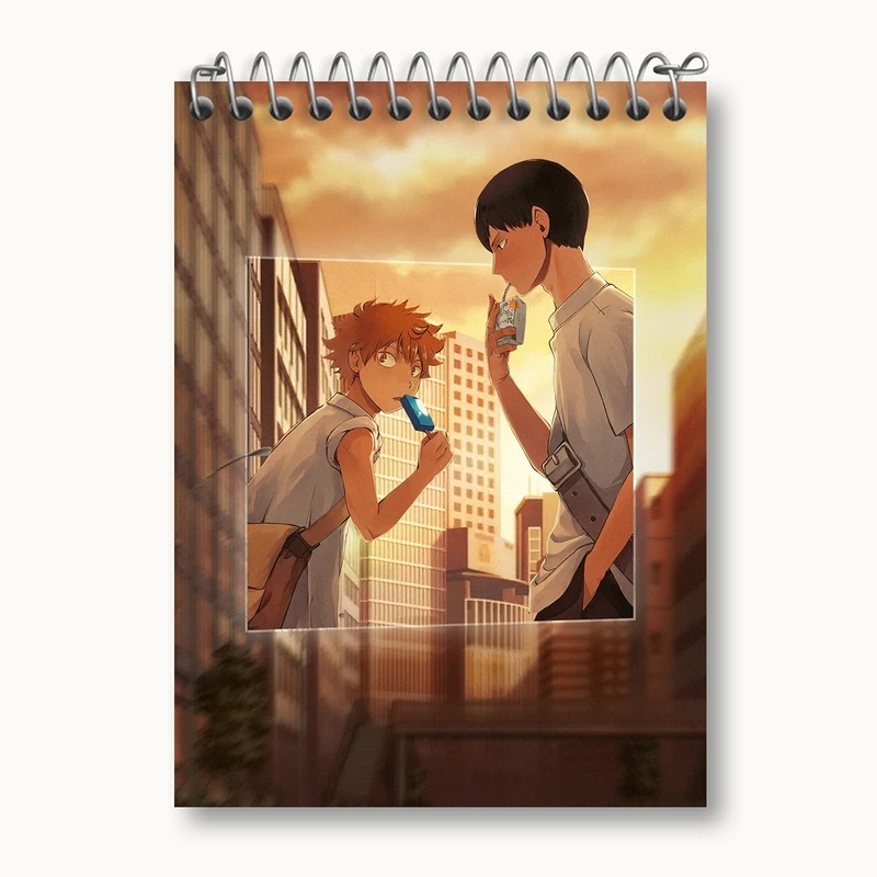 دفتر یادداشت 50 برگ خندالو مدل کاگیاما و هیناتا انیمه هایکیو Haikyu کد 17757