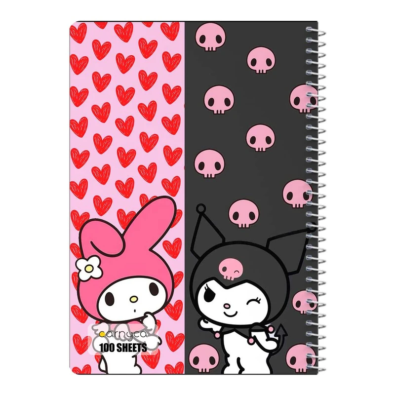دفتر مشق 100 برگ سیمی کارنیکا طرح مای ملودی و کورومی My Melody & Kuromi کد 61154