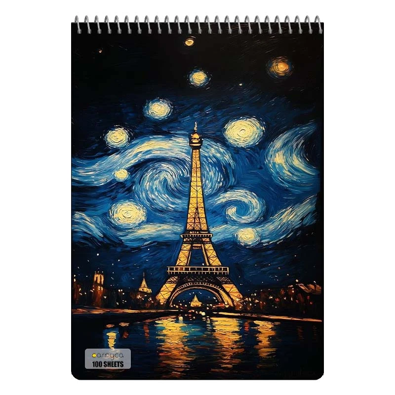دفتر شطرنجی 100 برگ کارنیکا طرح شب پرستاره فانتزی ون گوگ Fantasy Starry Night Van Gogh کد 79583
