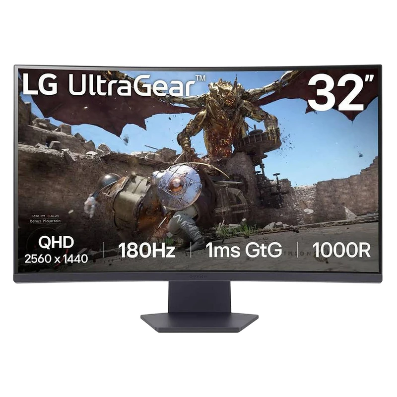 مانیتور خمیده گیمینگ 31.5 اینچ ال جی مدل LG UltraGear 32GS60QC-B با وضوح QHD - 2K، پنل VA و نرخ به‌روزرسانی 180 هرتز