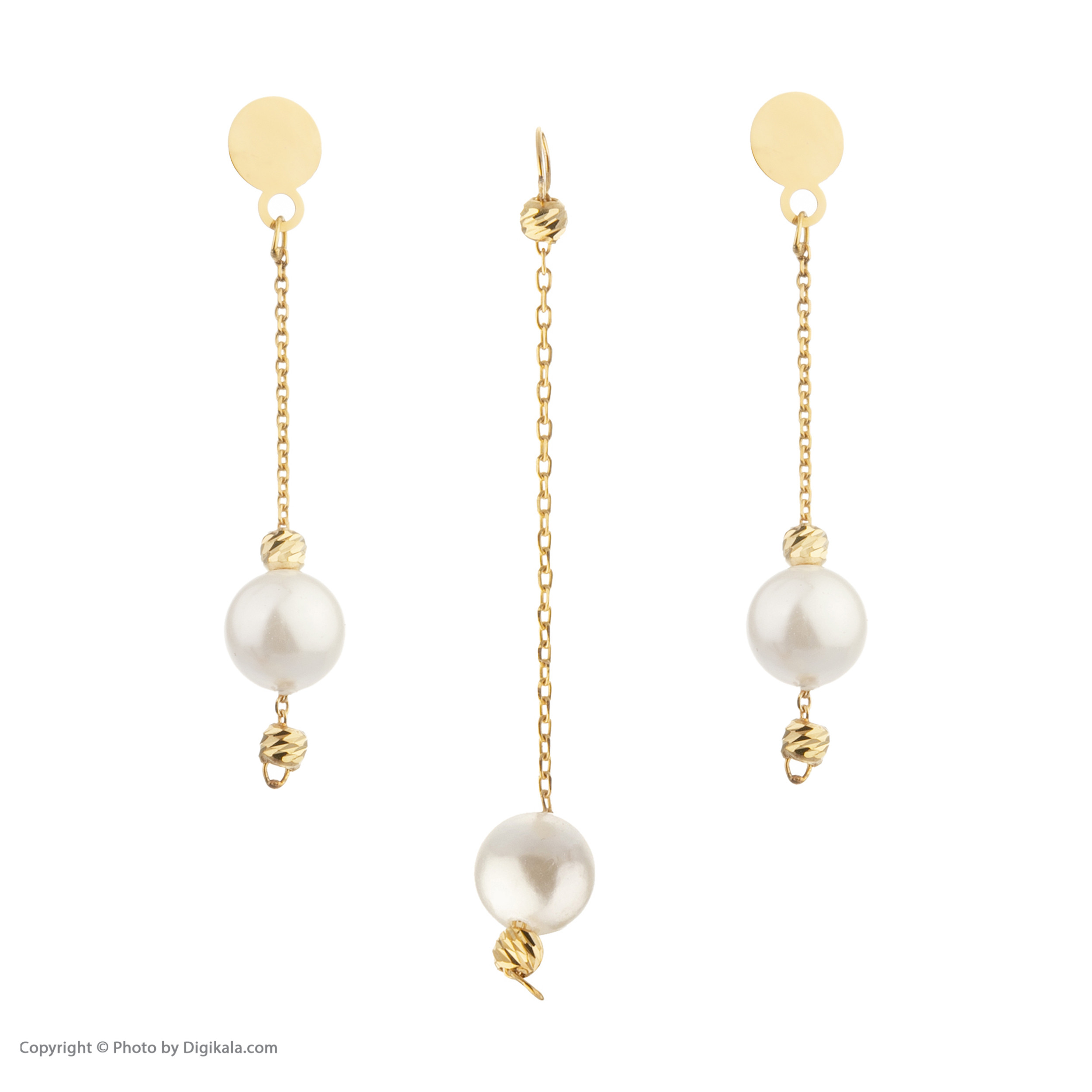 نیم ست طلا 18 عیار زنانه مایا ماهک مدل MS0624 طرح مروارید و گوی