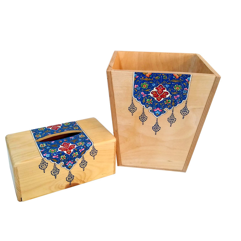 ست سطل و جای دستمال کاغذی هونرین کد 411 ست سطل و جای دستمال کاغذی هونرین کد 411