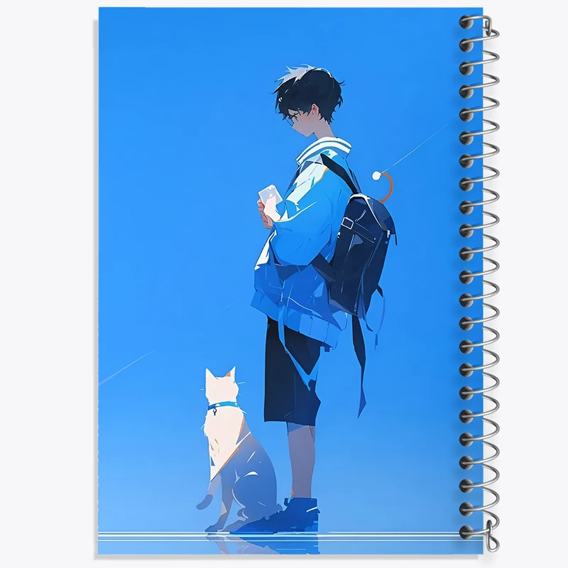 دفتر مشق 100 برگ خندالو طرح پسر و گربه کد N3109