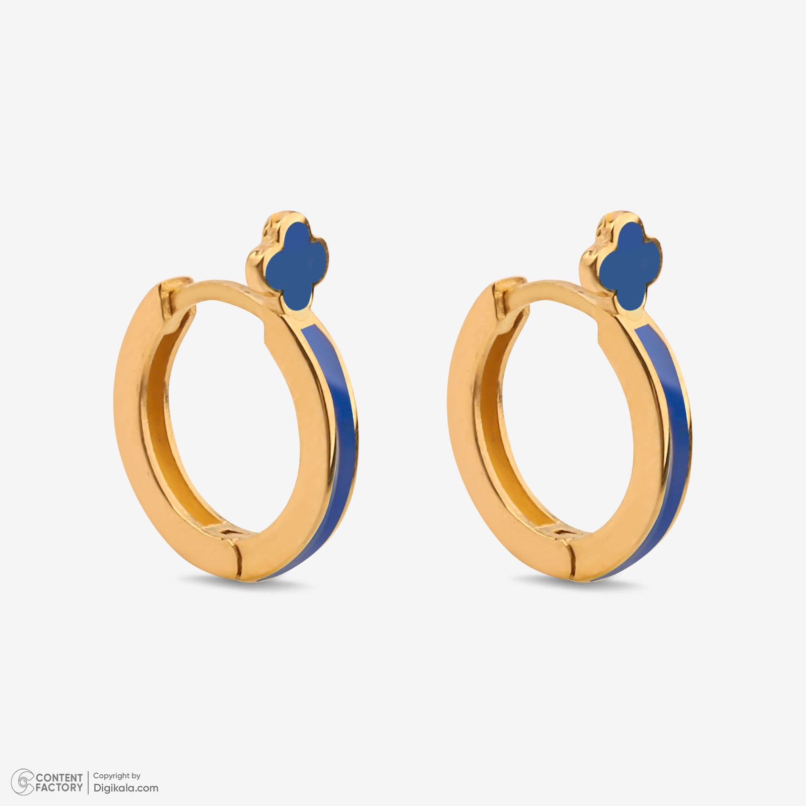 گوشواره حلقه‌ای طلا کم اجرت 18 عیار زنانه با طرح ونکلیف آرپلز گلدم مدل E244018 -  - 5