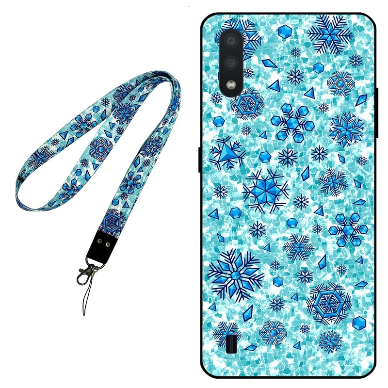 کاور مگافون طرح برف مدل 0014 مناسب برای گوشی موبایل سامسونگ Galaxy A01 به همراه بند گردنی 