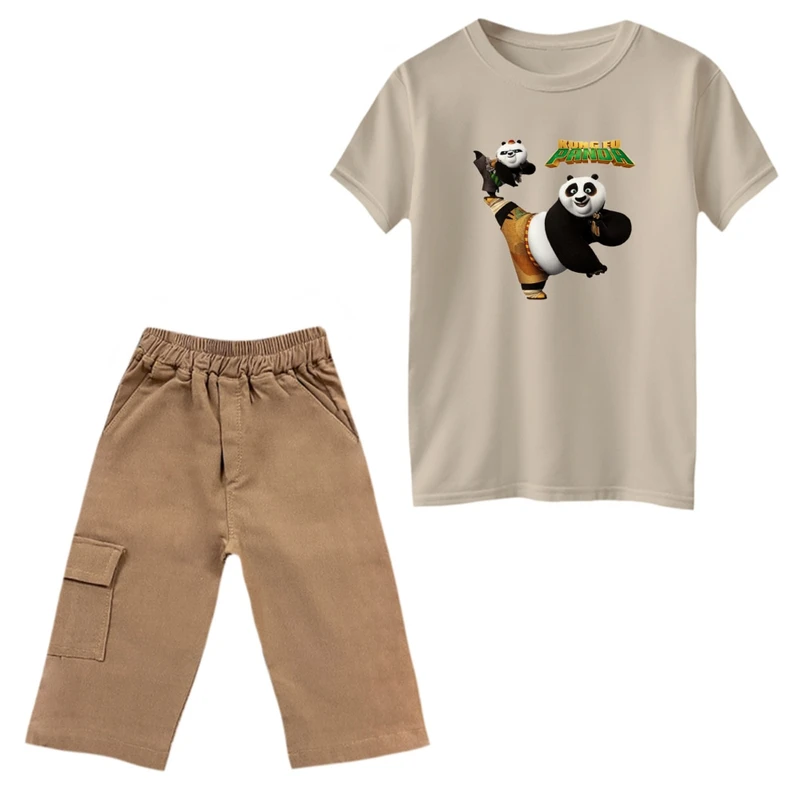 ست تی‌شرت و شلوارک پسرانه مدل پاندا کنفوکار