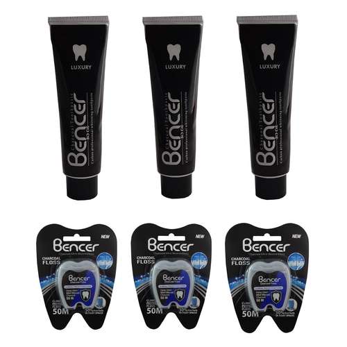 پک خمیر دندان و نخ دندان بنسر مدل ذغالی بسته 6 عددی