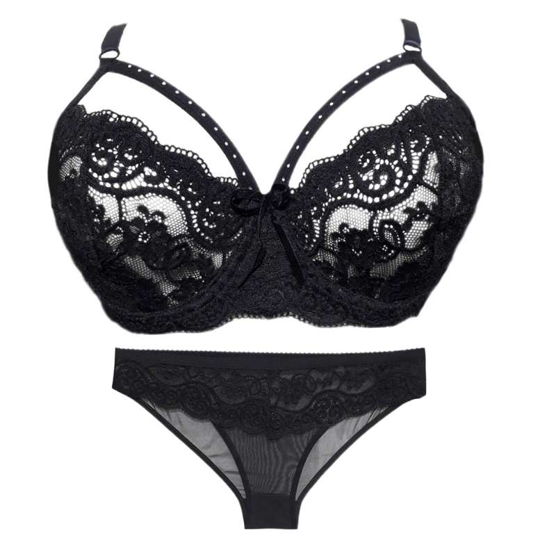 ست شورت و سوتین زنانه بی یو تی مدل هارنس دار نگینی رنگ مشکی