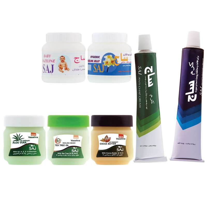 کرم ترک پا و کرم مرطوب کننده و وازلین ساج مدل 4-3 مجموعه 7 عددی
