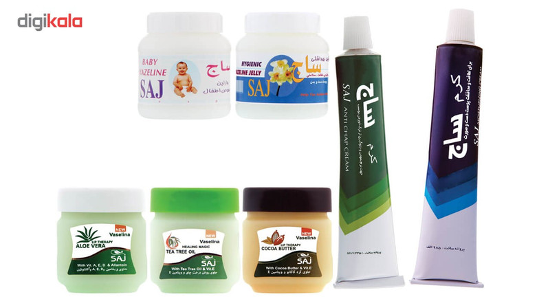 کرم ترک پا و کرم مرطوب کننده و وازلین ساج مدل 4-3 مجموعه 7 عددی