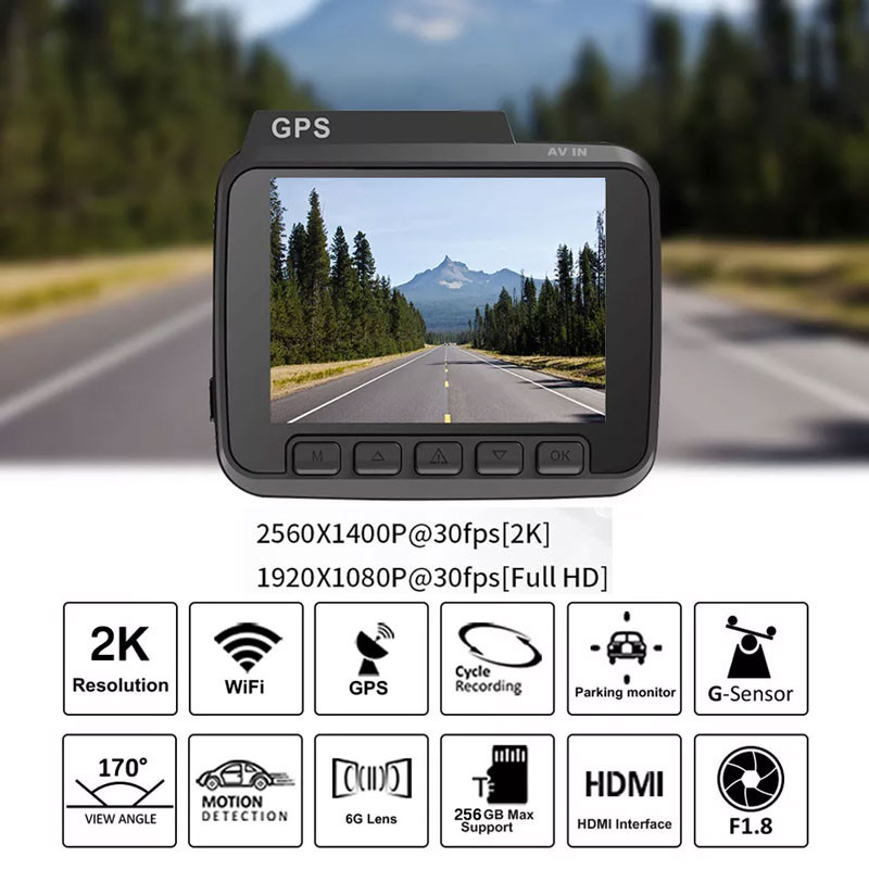 دوربین ثبت وقایع خودرو مدل JD-2K WiFi به همراه دوربین دنده عقب