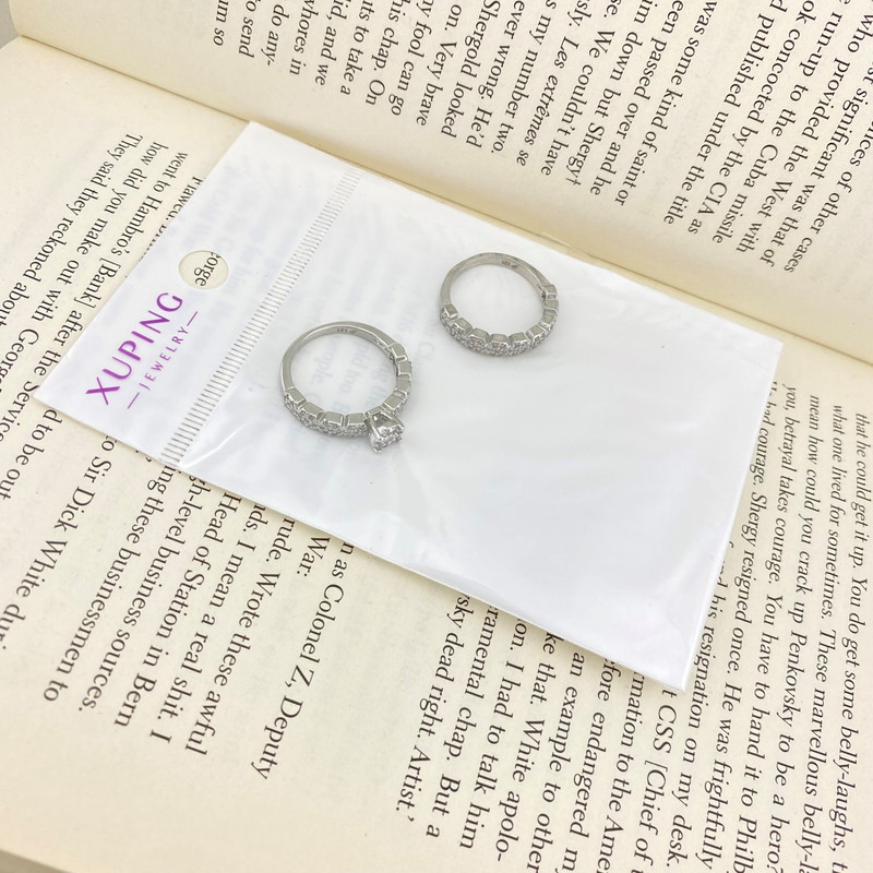 انگشتر زنانه ژوپینگ مدل تک نگین سولیتر فلاور گل کد R4382 مجموعه 2 عددی