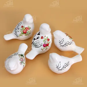 پرنده سفالی‏ خوشنویسیرنگ ‏سفید‏ طرح شب عاشقانمدل 1105800026