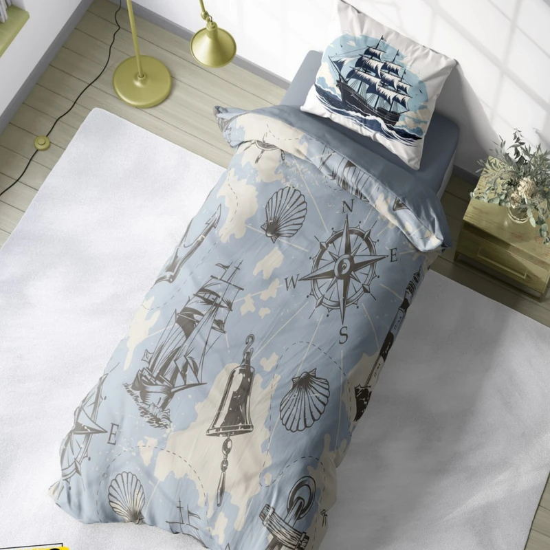 سرویس خواب 1 نفر 4 تکه مدل کشتی و دریا کد 994