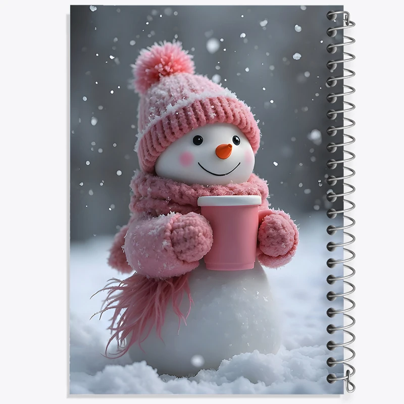 دفتر ژورنال نویسی 50 برگ خندالو مدل نقطه ای طرح آدم برفی بامزه کد F7117